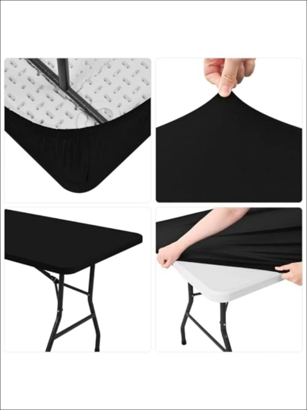 Stretch Spandex Fitted Table Top Cap Covers 8 Pack 6 ft Rectangular